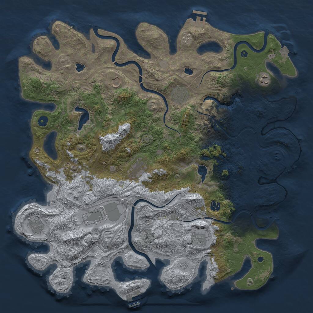 Rust Map: Procedural Map, Size: 4500, Seed: 972023, 16 Monuments