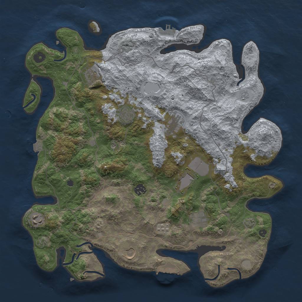 Rust Map: Procedural Map, Size: 4000, Seed: 13829, 17 Monuments