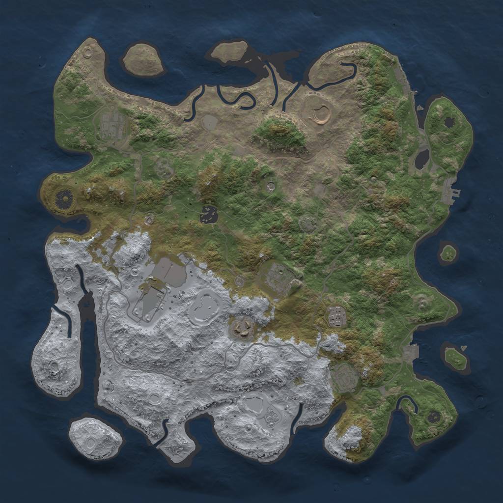 Rust Map: Procedural Map, Size: 4000, Seed: 930929959, 16 Monuments