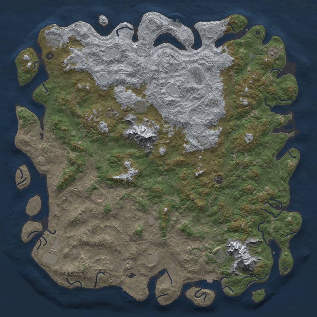 Rust Map: Procedural Map, Size: 6000, Seed: 2013303269, 19 Monuments