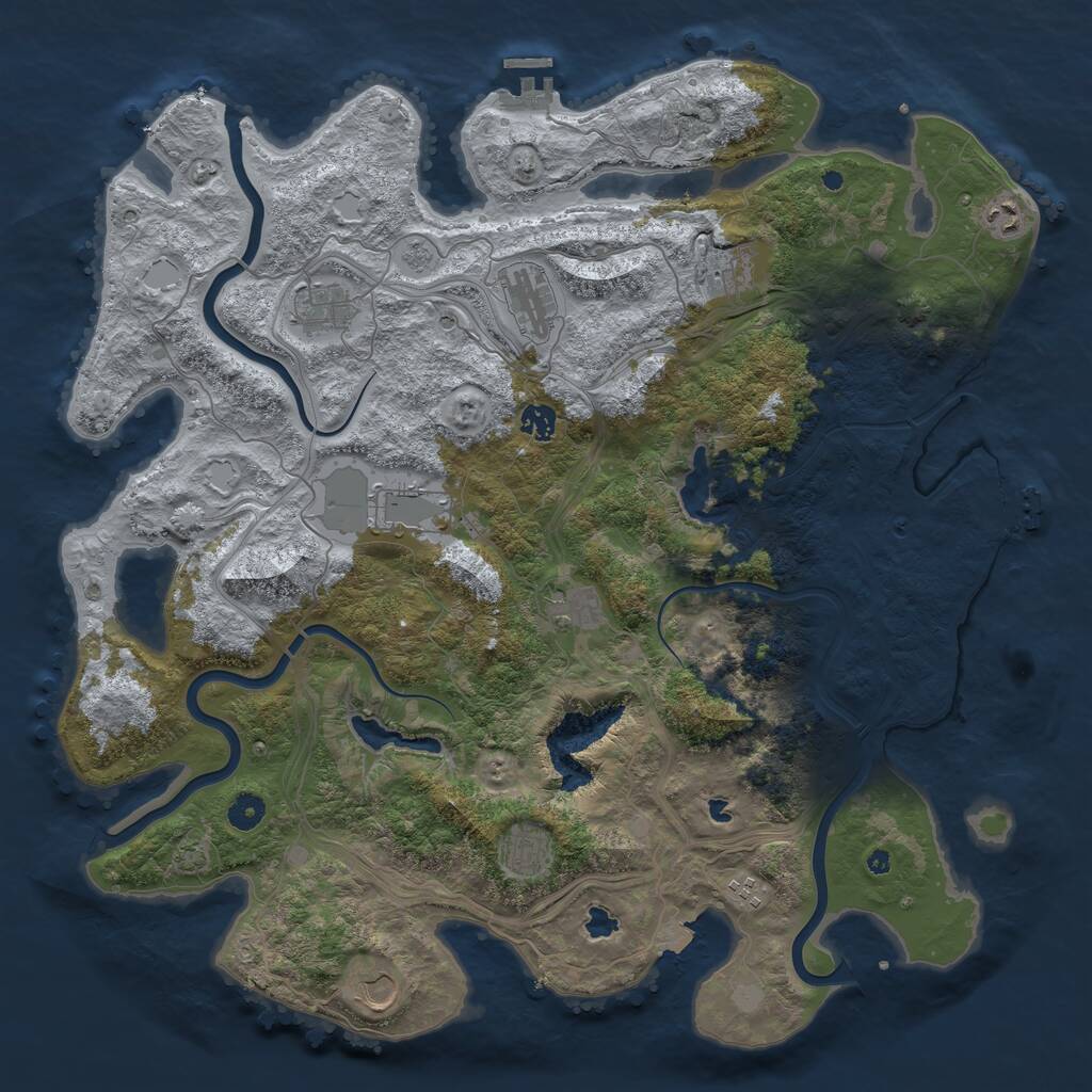Rust Map: Procedural Map, Size: 4500, Seed: 52473935, 16 Monuments