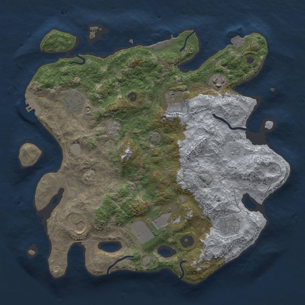 Rust Map: Procedural Map, Size: 3500, Seed: 147031619, 15 Monuments