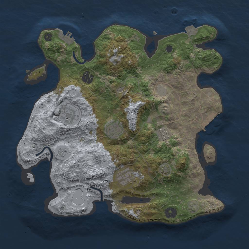 Rust Map: Procedural Map, Size: 3200, Seed: 22355, 13 Monuments