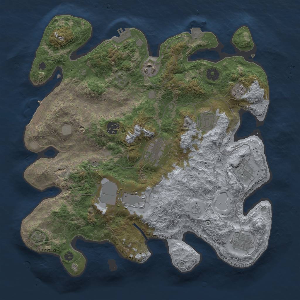 Rust Map: Procedural Map, Size: 3500, Seed: 91867598, 16 Monuments