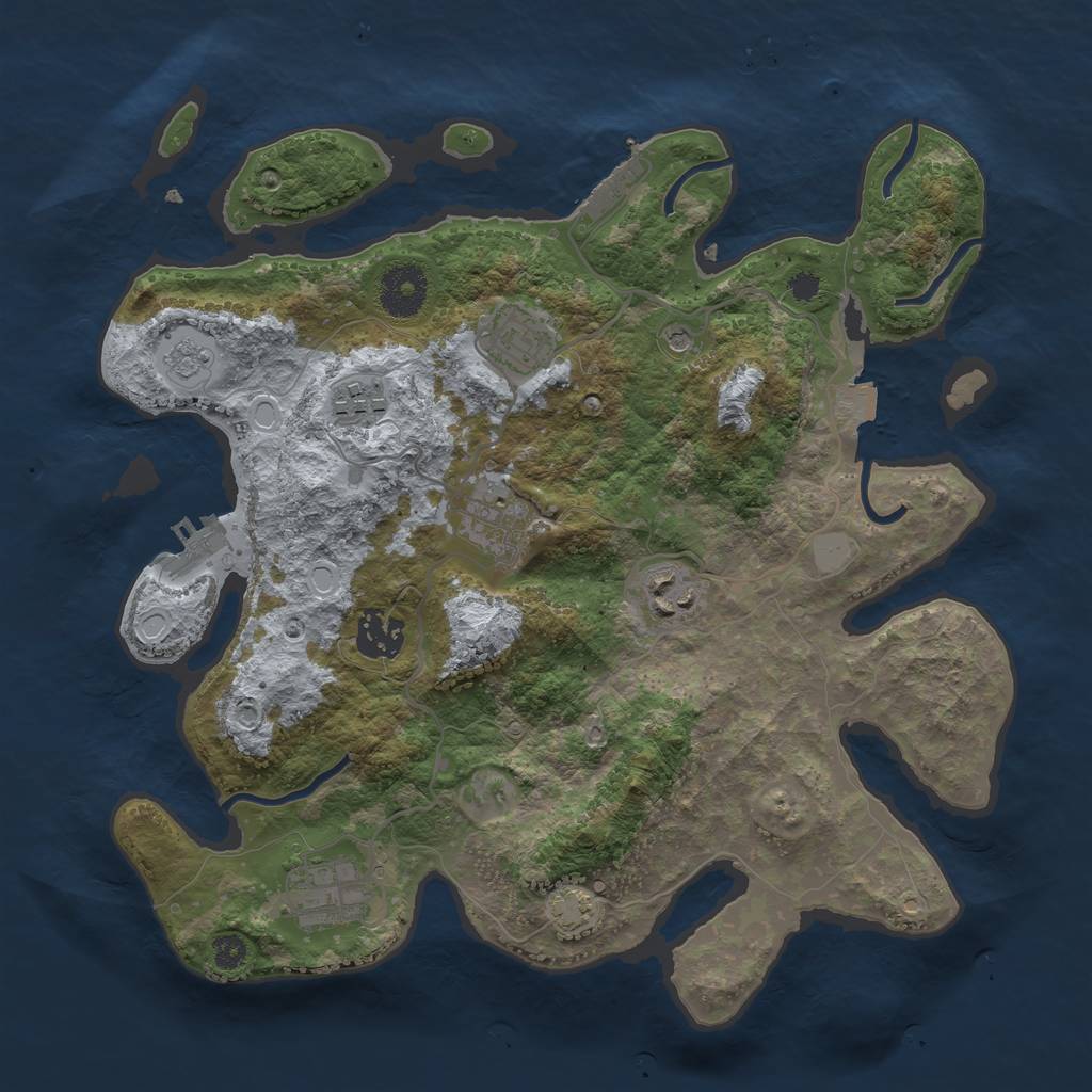 Rust Map: Procedural Map, Size: 3250, Seed: 162565471, 14 Monuments