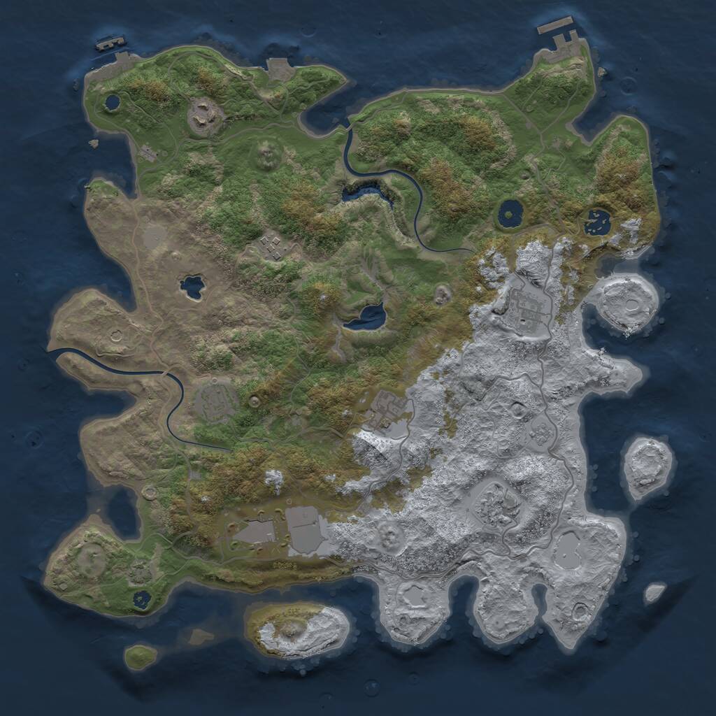Rust Map: Procedural Map, Size: 4000, Seed: 93971, 14 Monuments
