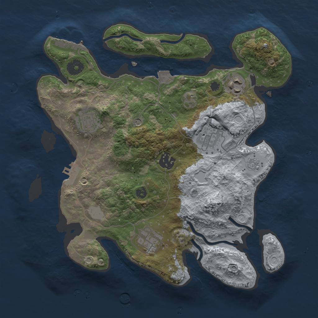 Rust Map: Procedural Map, Size: 3000, Seed: 2125817843, 12 Monuments