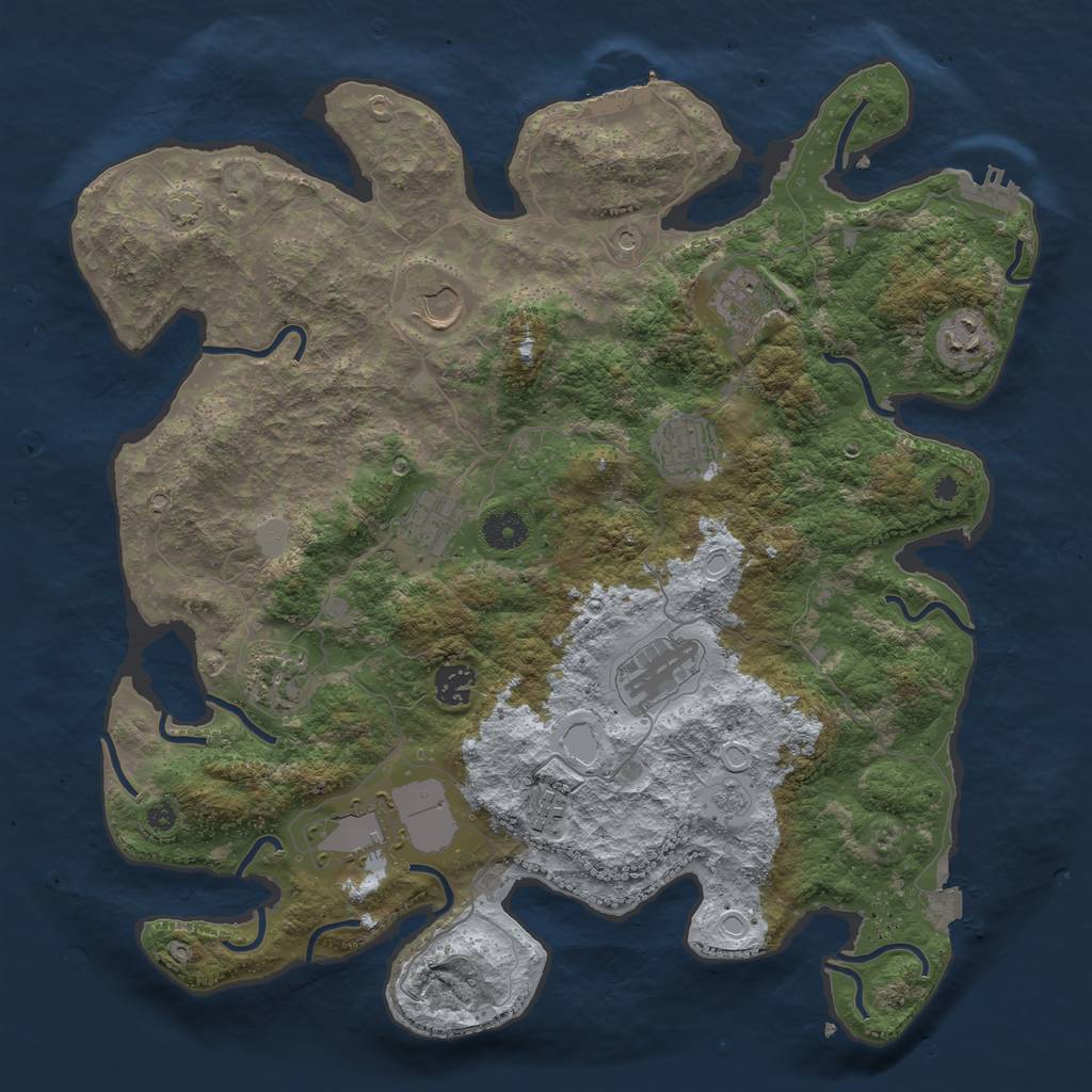 Rust Map: Procedural Map, Size: 3900, Seed: 1162155476, 18 Monuments