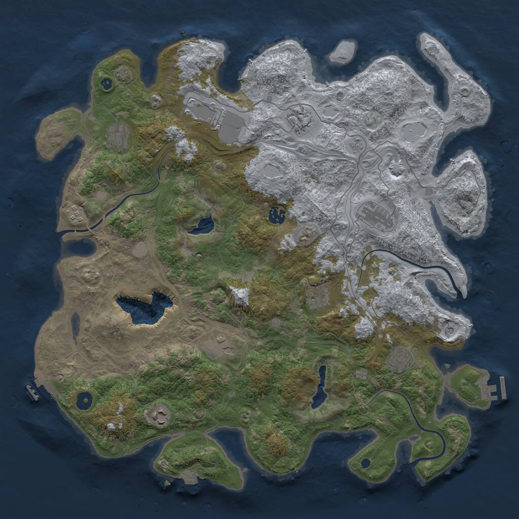 Rust Map: Procedural Map, Size: 4500, Seed: 751726091, 16 Monuments