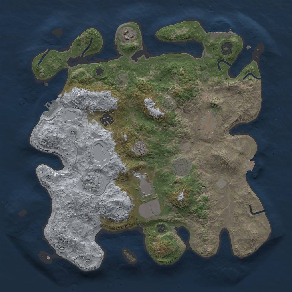 Rust Map: Procedural Map, Size: 3500, Seed: 332298768, 15 Monuments