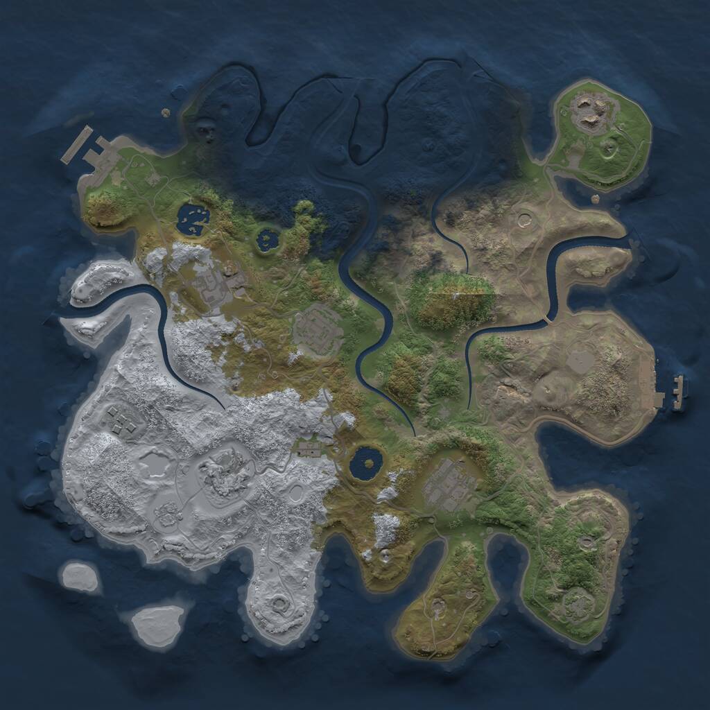 Rust Map: Procedural Map, Size: 3250, Seed: 738125863, 13 Monuments