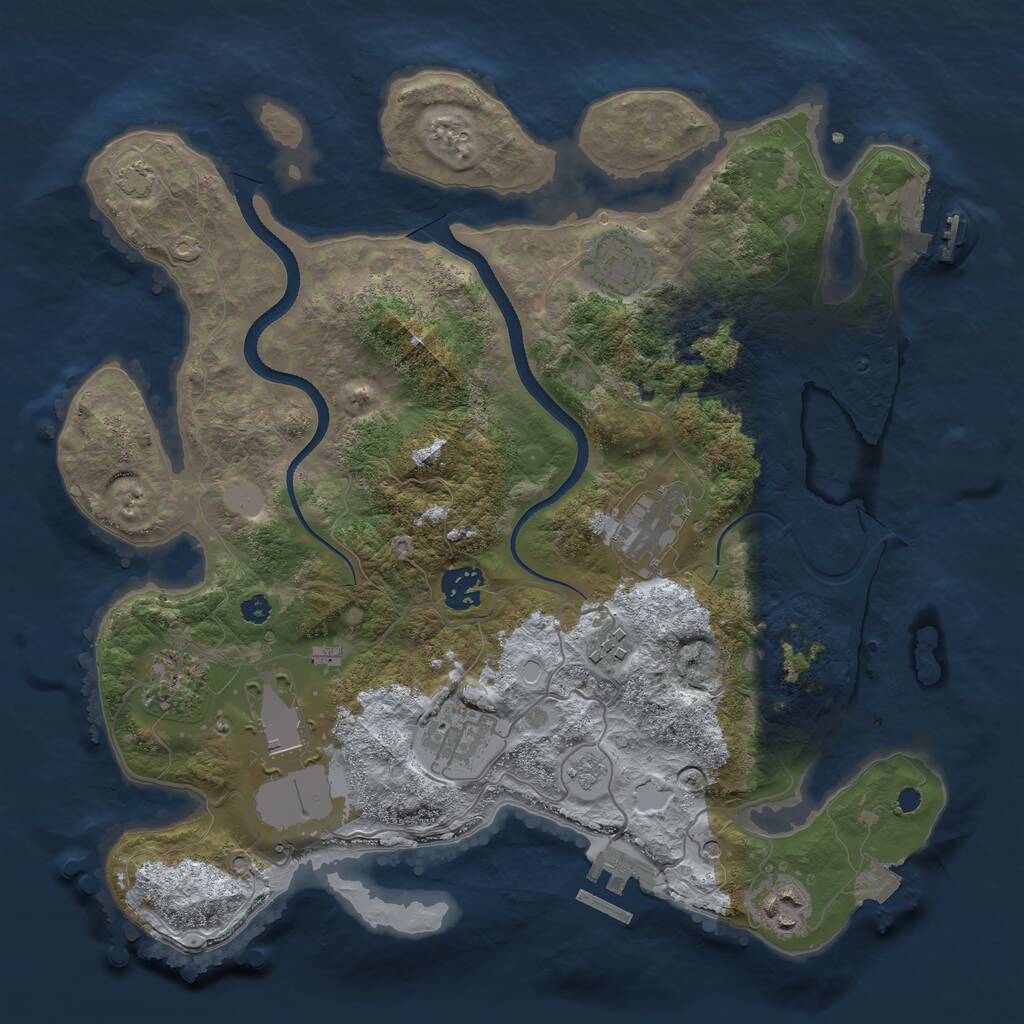 Rust Map: Procedural Map, Size: 3500, Seed: 1794086839, 14 Monuments