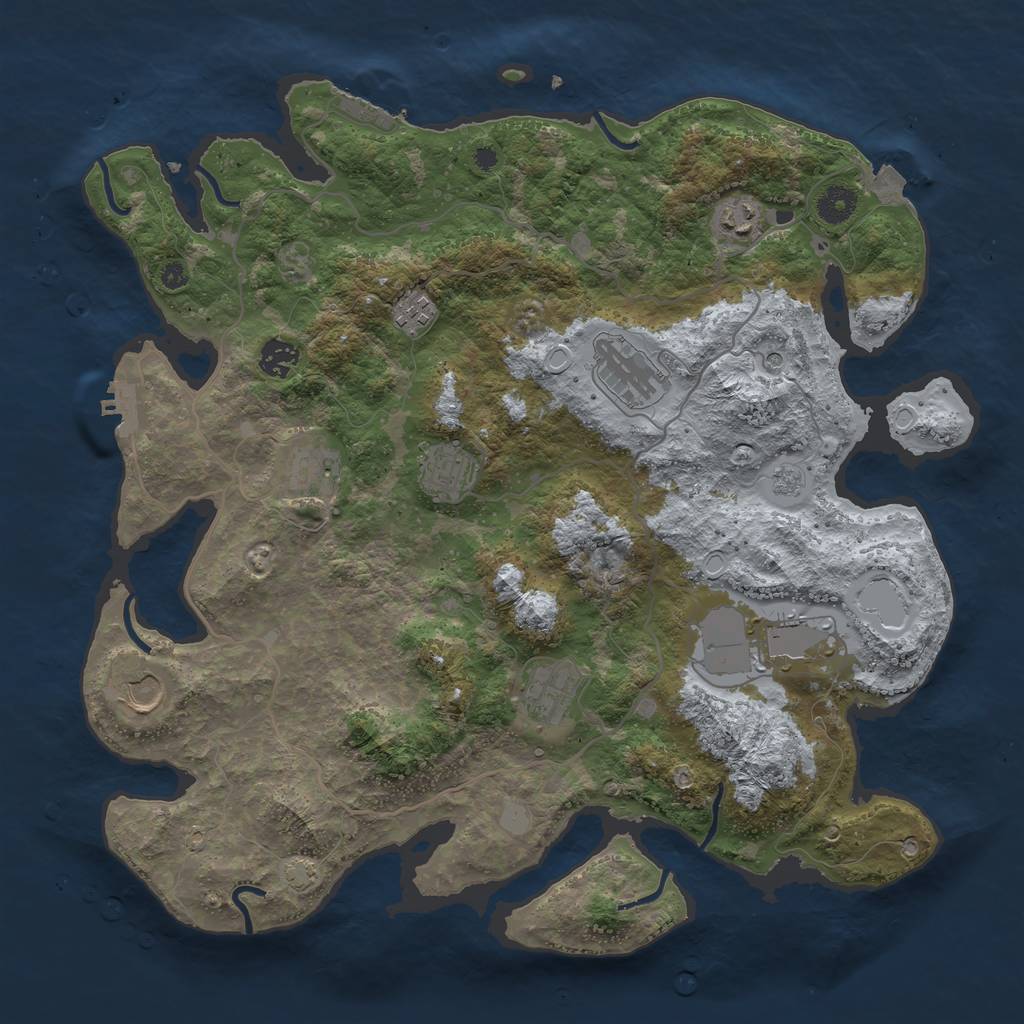 Rust Map: Procedural Map, Size: 4000, Seed: 913815681, 17 Monuments
