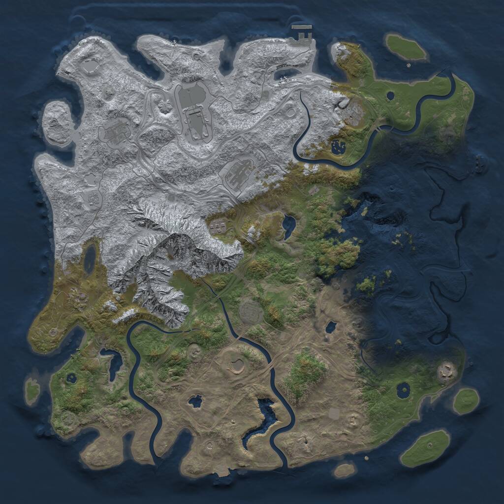 Rust Map: Procedural Map, Size: 5000, Seed: 1307466679, 17 Monuments