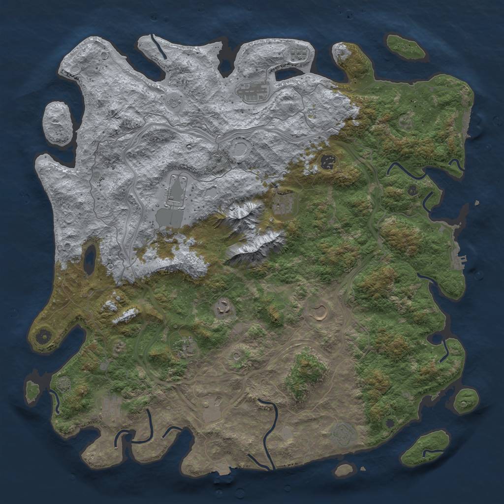 Rust Map: Procedural Map, Size: 5000, Seed: 1307466679, 19 Monuments