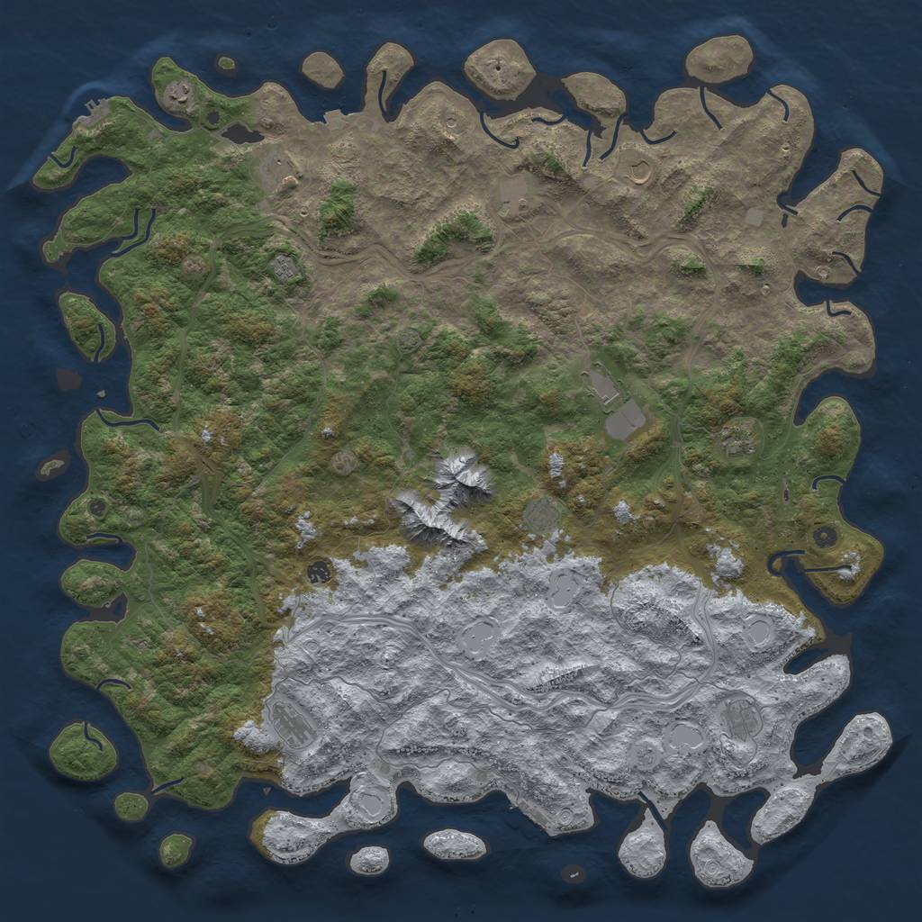 Rust Map: Procedural Map, Size: 6000, Seed: 143925522, 19 Monuments
