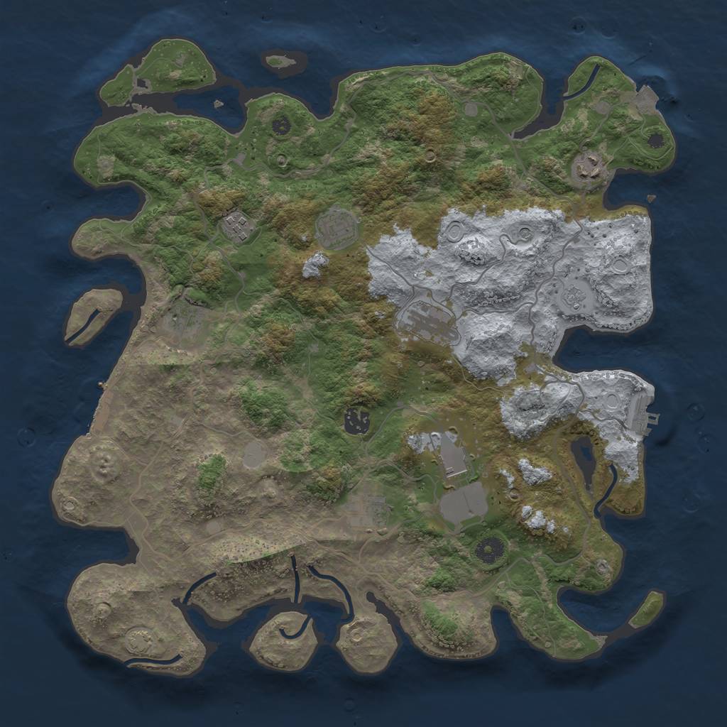 Rust Map: Procedural Map, Size: 4000, Seed: 878381281, 16 Monuments