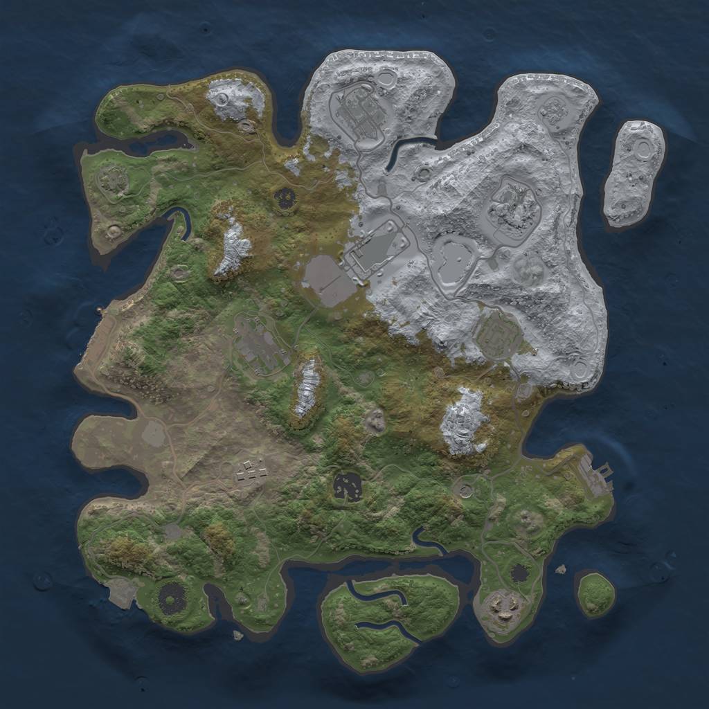 Rust Map: Procedural Map, Size: 3500, Seed: 20737124, 16 Monuments