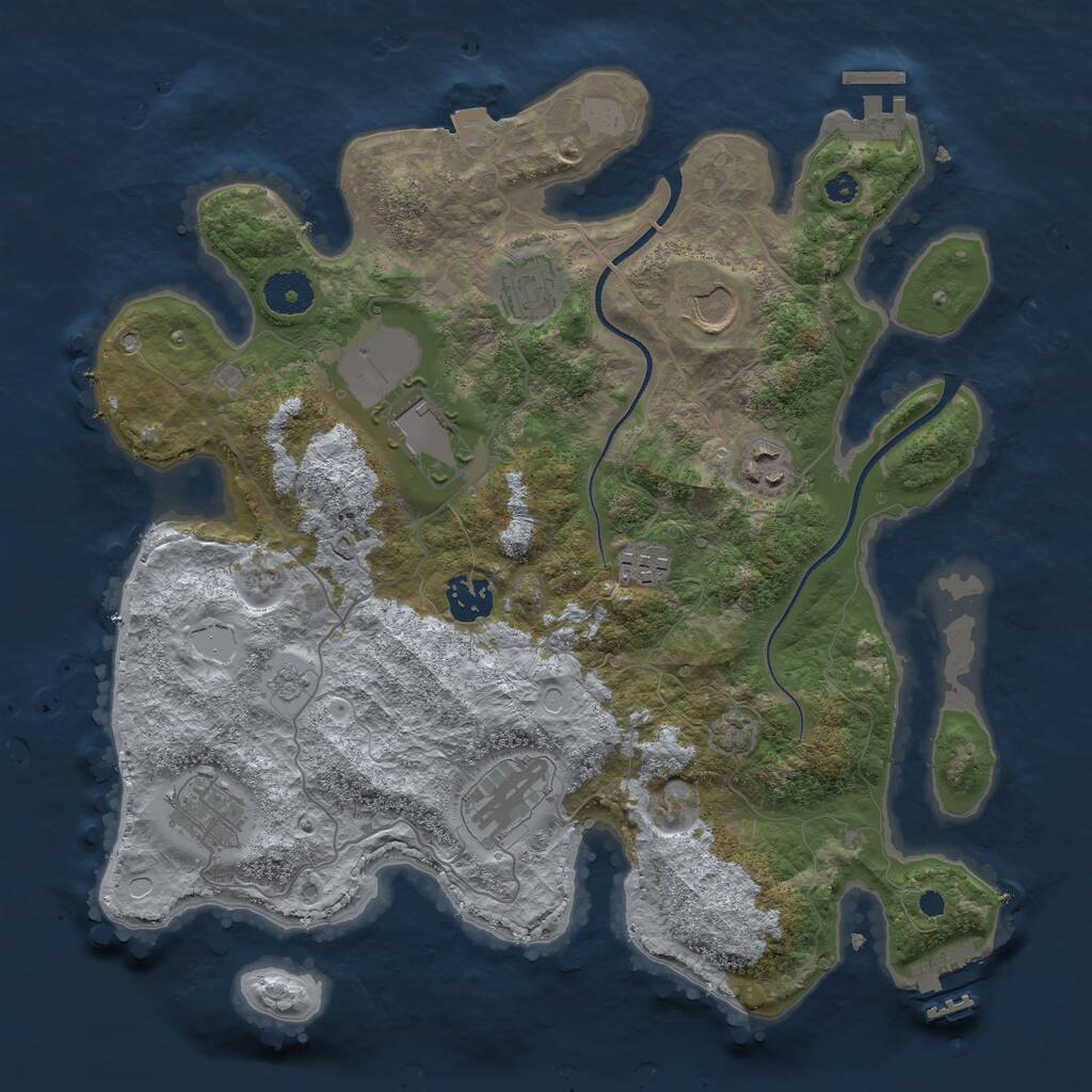 Rust Map: Procedural Map, Size: 3500, Seed: 692688775, 13 Monuments