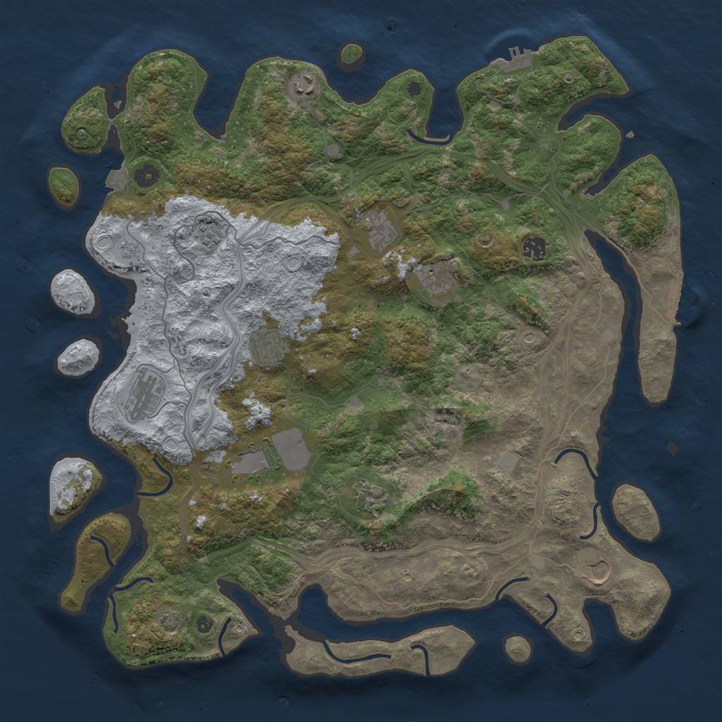 Rust Map: Procedural Map, Size: 4500, Seed: 7092023, 18 Monuments