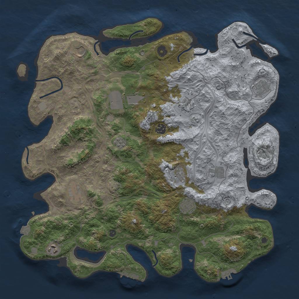 Rust Map: Procedural Map, Size: 4250, Seed: 96280283, 19 Monuments