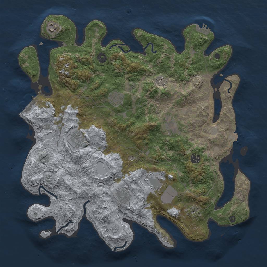 Rust Map: Procedural Map, Size: 4000, Seed: 80556808, 17 Monuments
