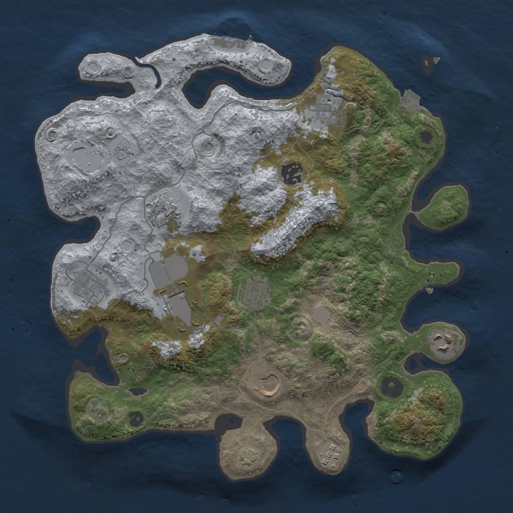 Rust Map: Procedural Map, Size: 3500, Seed: 485199848, 16 Monuments