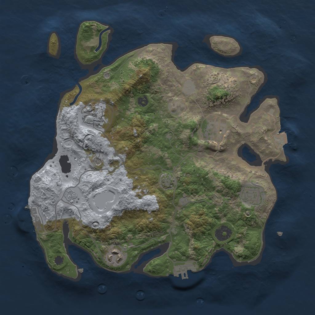 Rust Map: Procedural Map, Size: 3000, Seed: 857326826, 12 Monuments