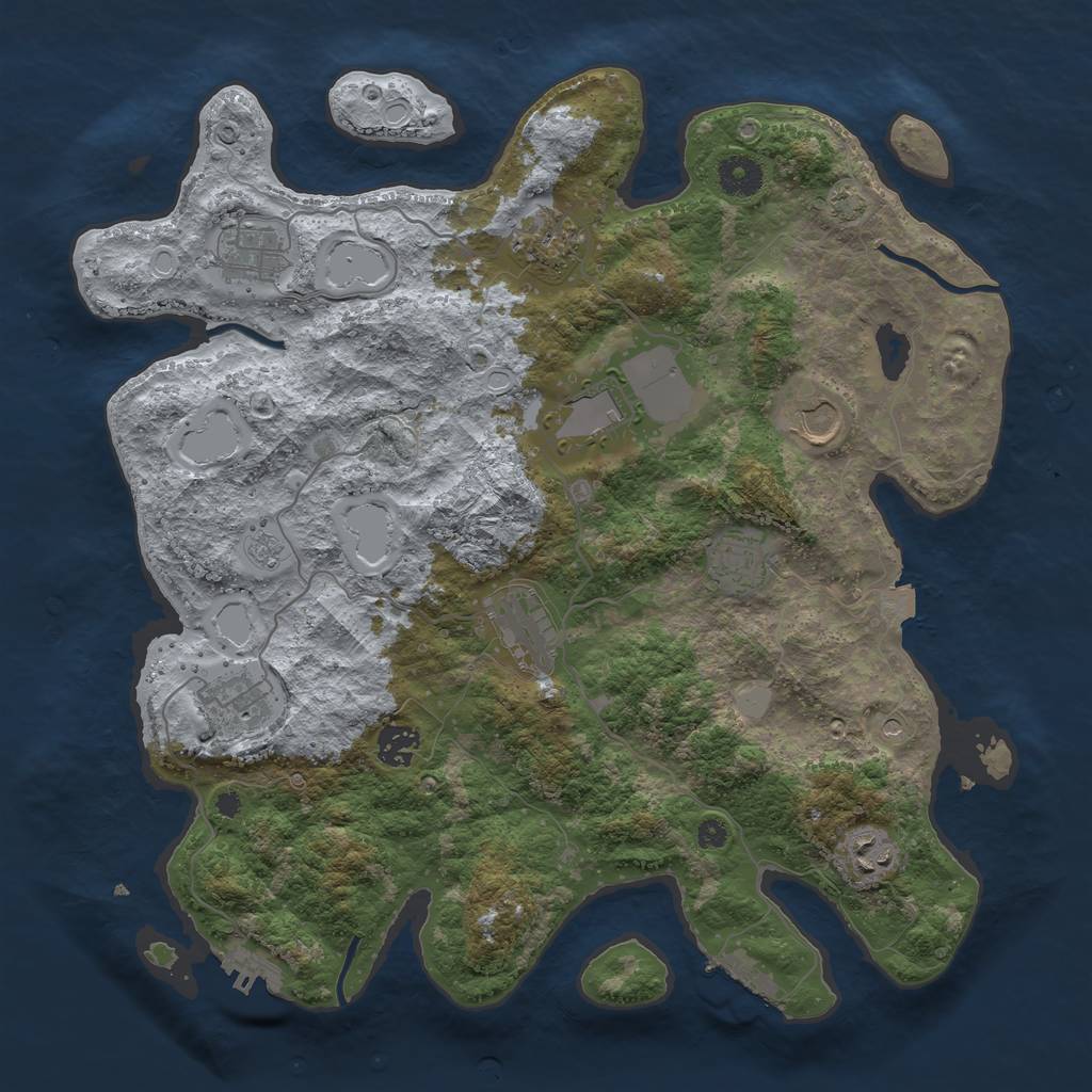 Rust Map: Procedural Map, Size: 3800, Seed: 376230649, 17 Monuments