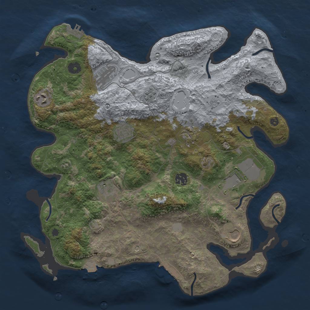 Rust Map: Procedural Map, Size: 3700, Seed: 329103405, 17 Monuments