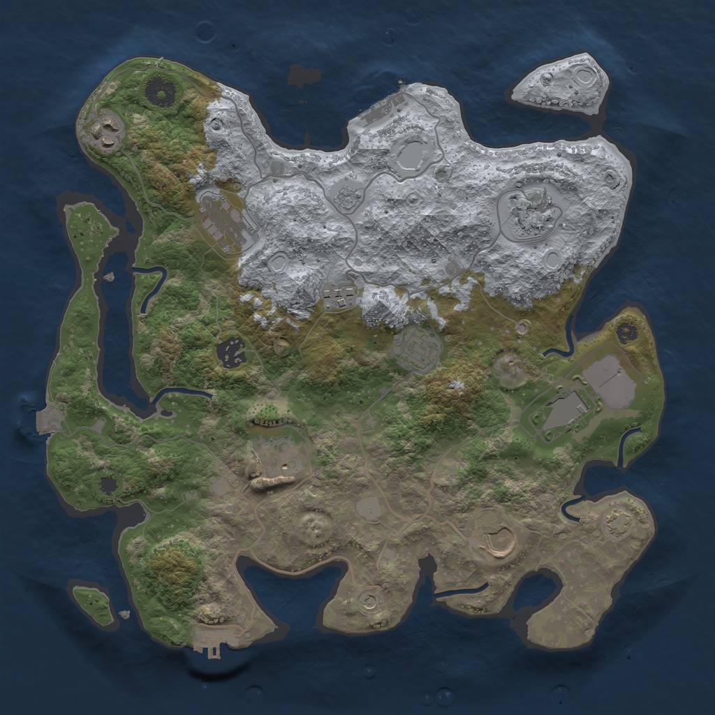 Rust Map: Procedural Map, Size: 3500, Seed: 63338267, 17 Monuments