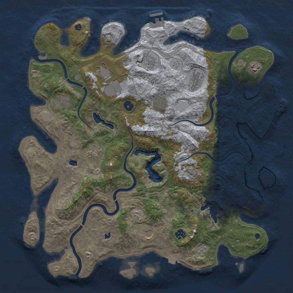 Rust Map: Procedural Map, Size: 4500, Seed: 221282247, 16 Monuments