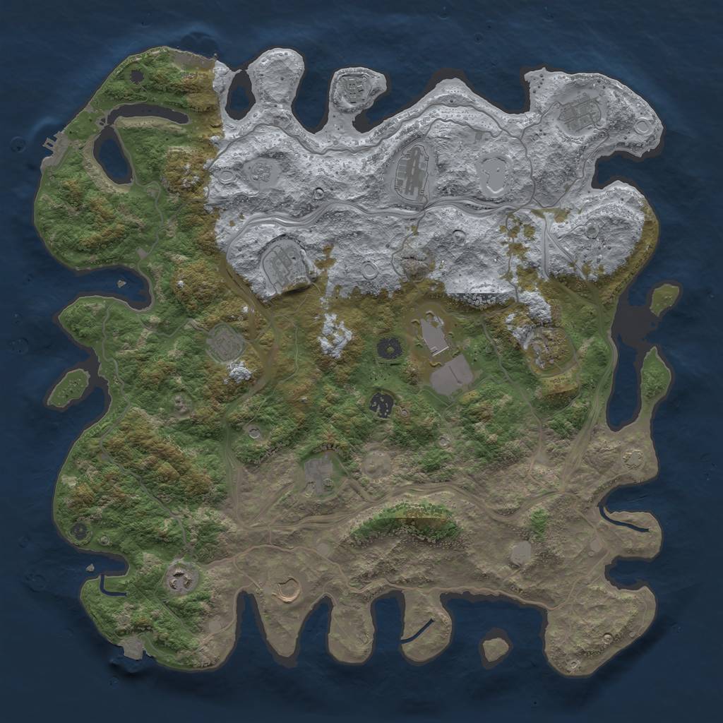 Rust Map: Procedural Map, Size: 4500, Seed: 8092023, 19 Monuments