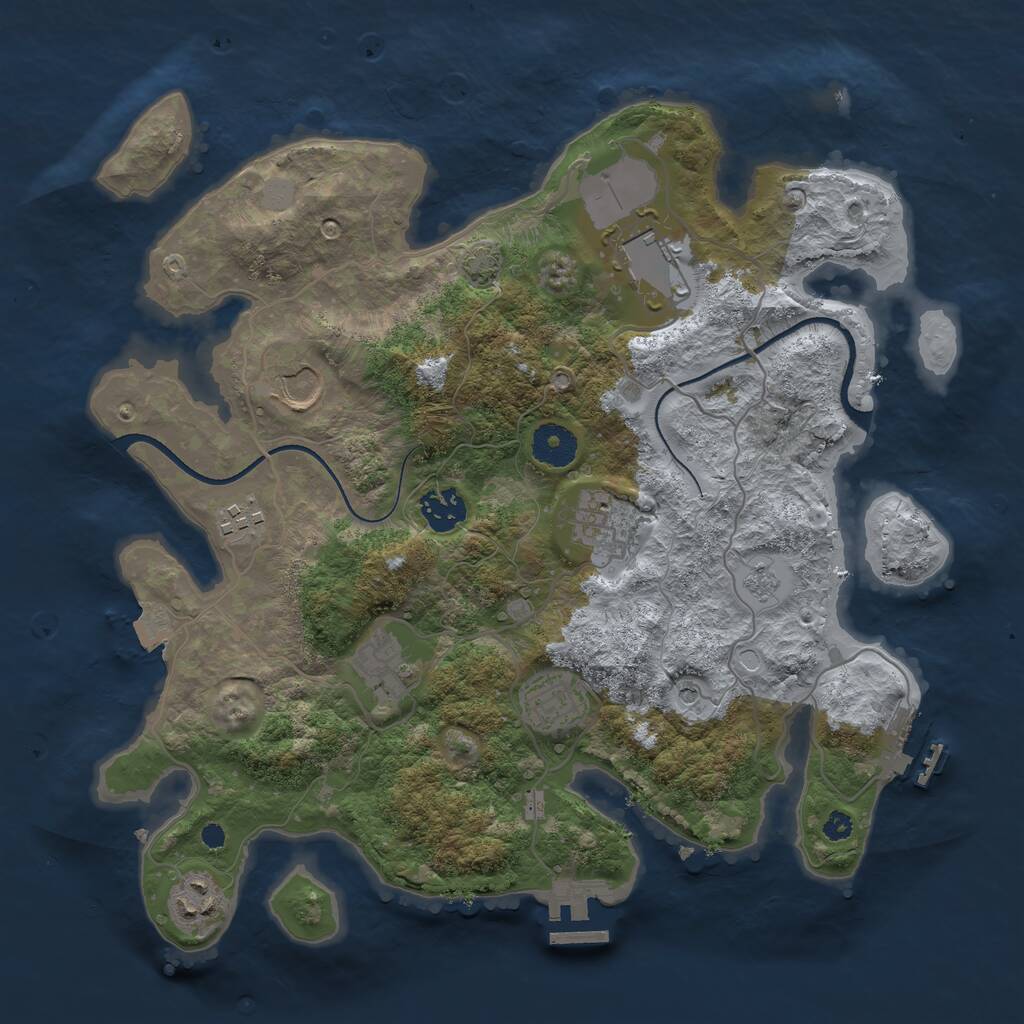 Rust Map: Procedural Map, Size: 3500, Seed: 827966574, 14 Monuments