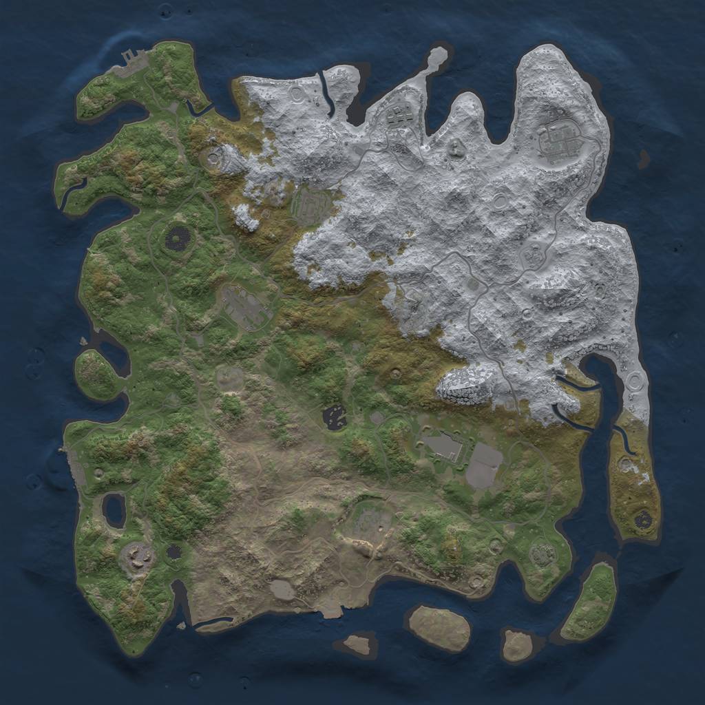 Rust Map: Procedural Map, Size: 4200, Seed: 68662, 16 Monuments