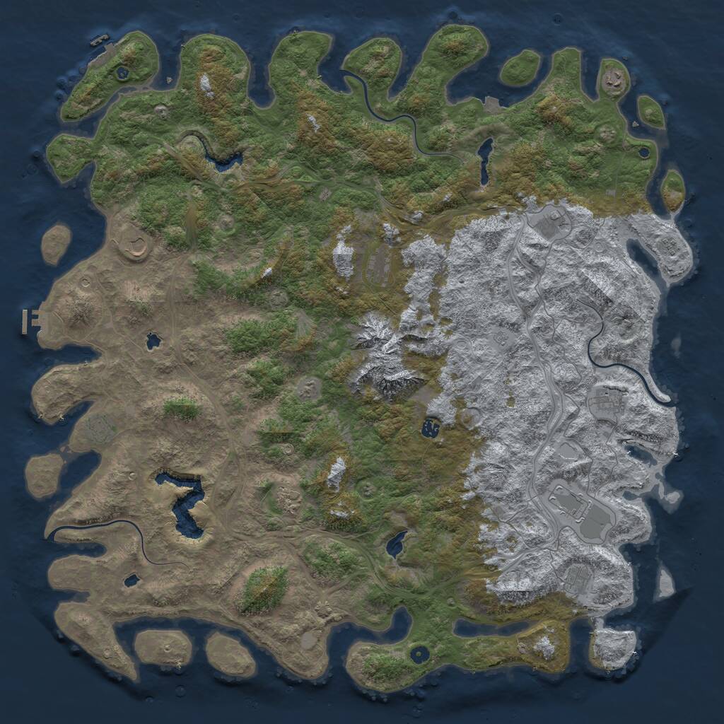 Rust Map: Procedural Map, Size: 6000, Seed: 192514336, 17 Monuments