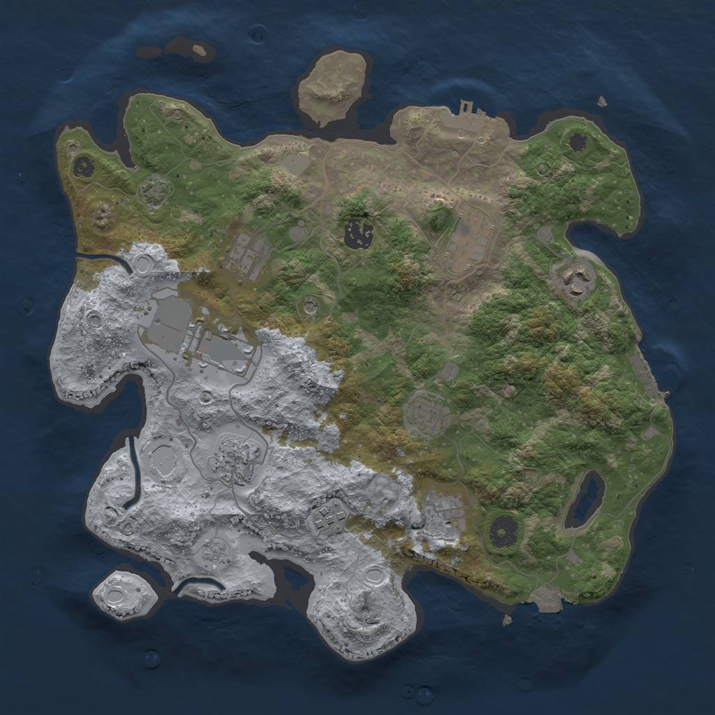 Rust Map: Procedural Map, Size: 3500, Seed: 91666483, 17 Monuments