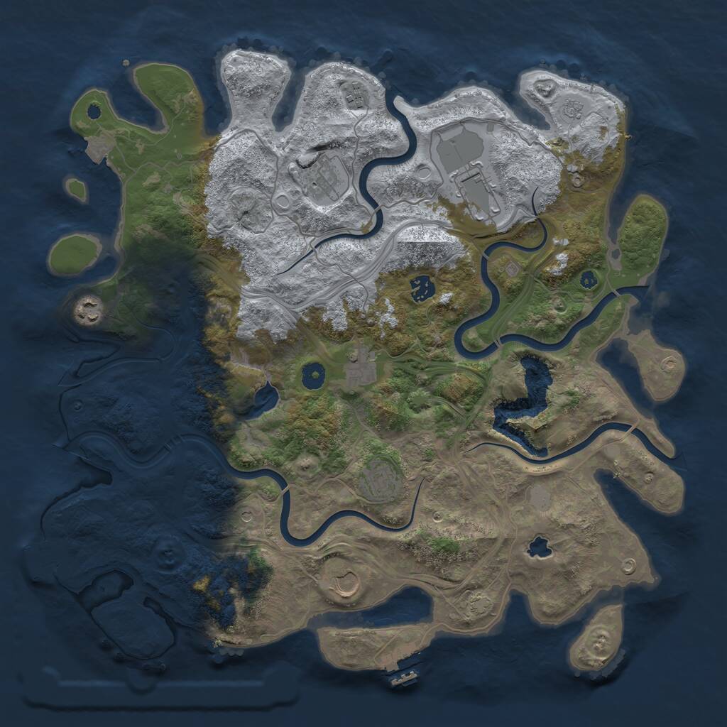 Rust Map: Procedural Map, Size: 4250, Seed: 2085455032, 14 Monuments