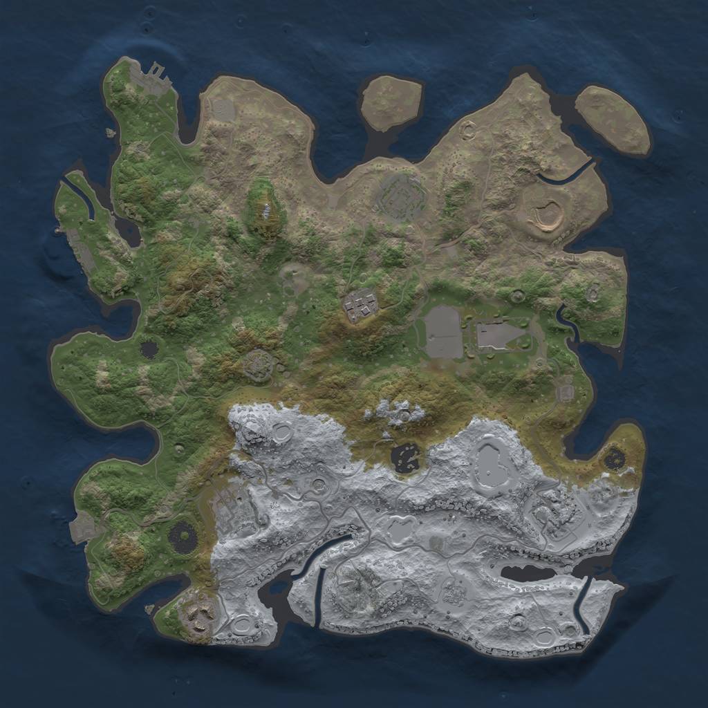Rust Map: Procedural Map, Size: 3500, Seed: 1289468684, 16 Monuments