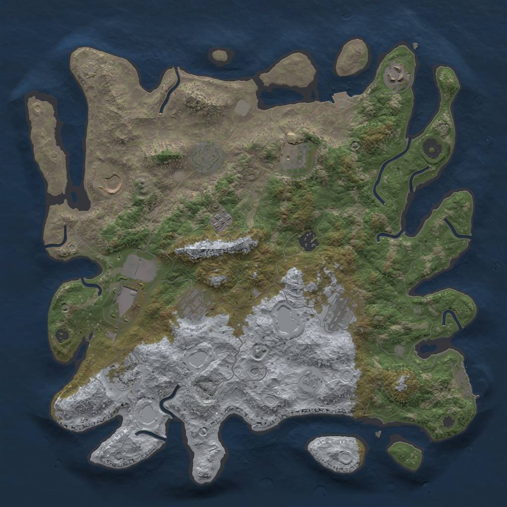 Rust Map: Procedural Map, Size: 3944, Seed: 2000000, 17 Monuments