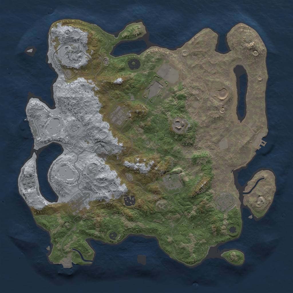 Rust Map: Procedural Map, Size: 3700, Seed: 971707096, 17 Monuments