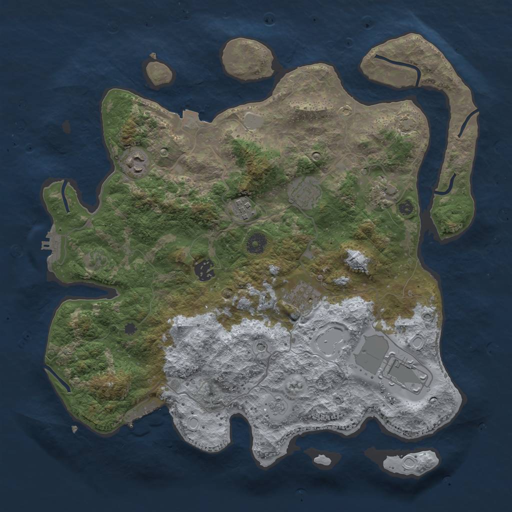 Rust Map: Procedural Map, Size: 3700, Seed: 74927212, 15 Monuments