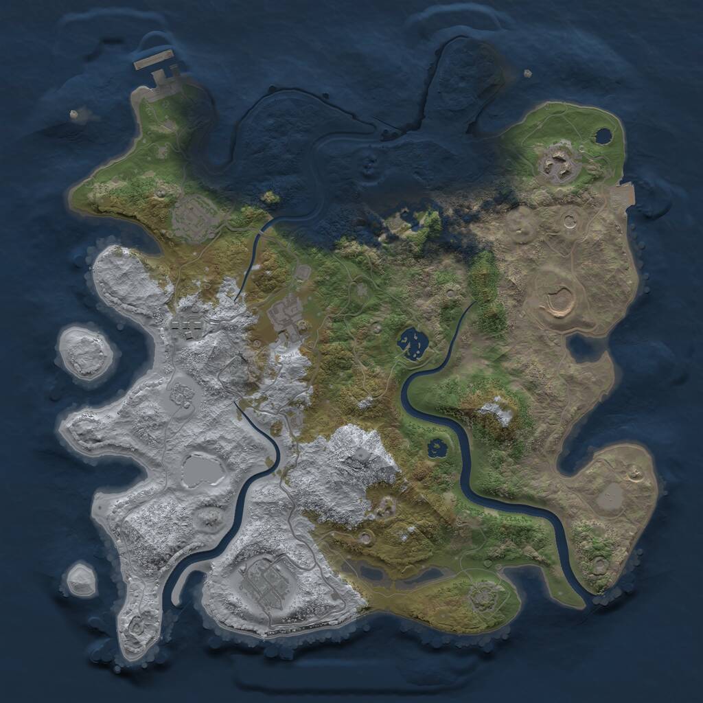 Rust Map: Procedural Map, Size: 3500, Seed: 144457518, 13 Monuments