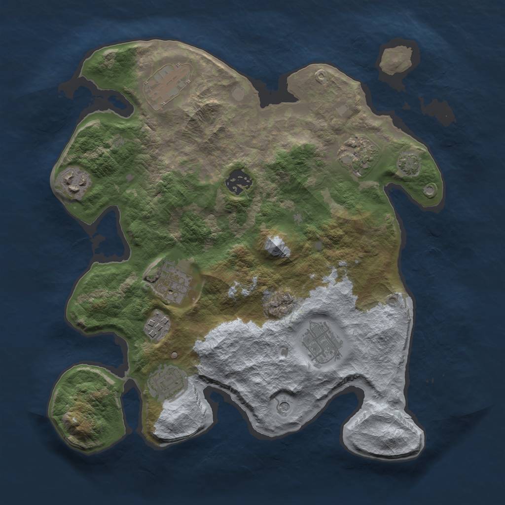 Rust Map: Barren, Size: 3100, Seed: 9090901, 12 Monuments