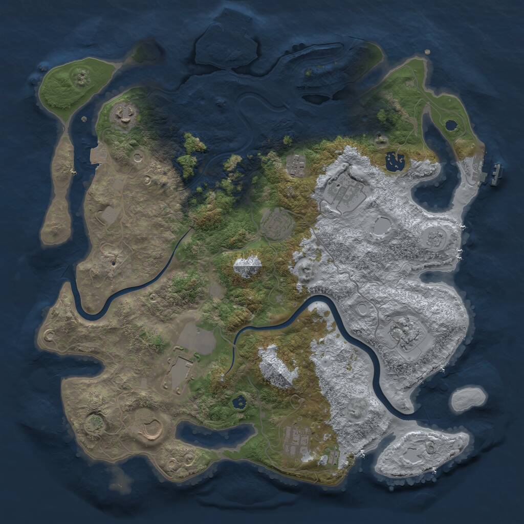 Rust Map: Procedural Map, Size: 3850, Seed: 1514407086, 15 Monuments