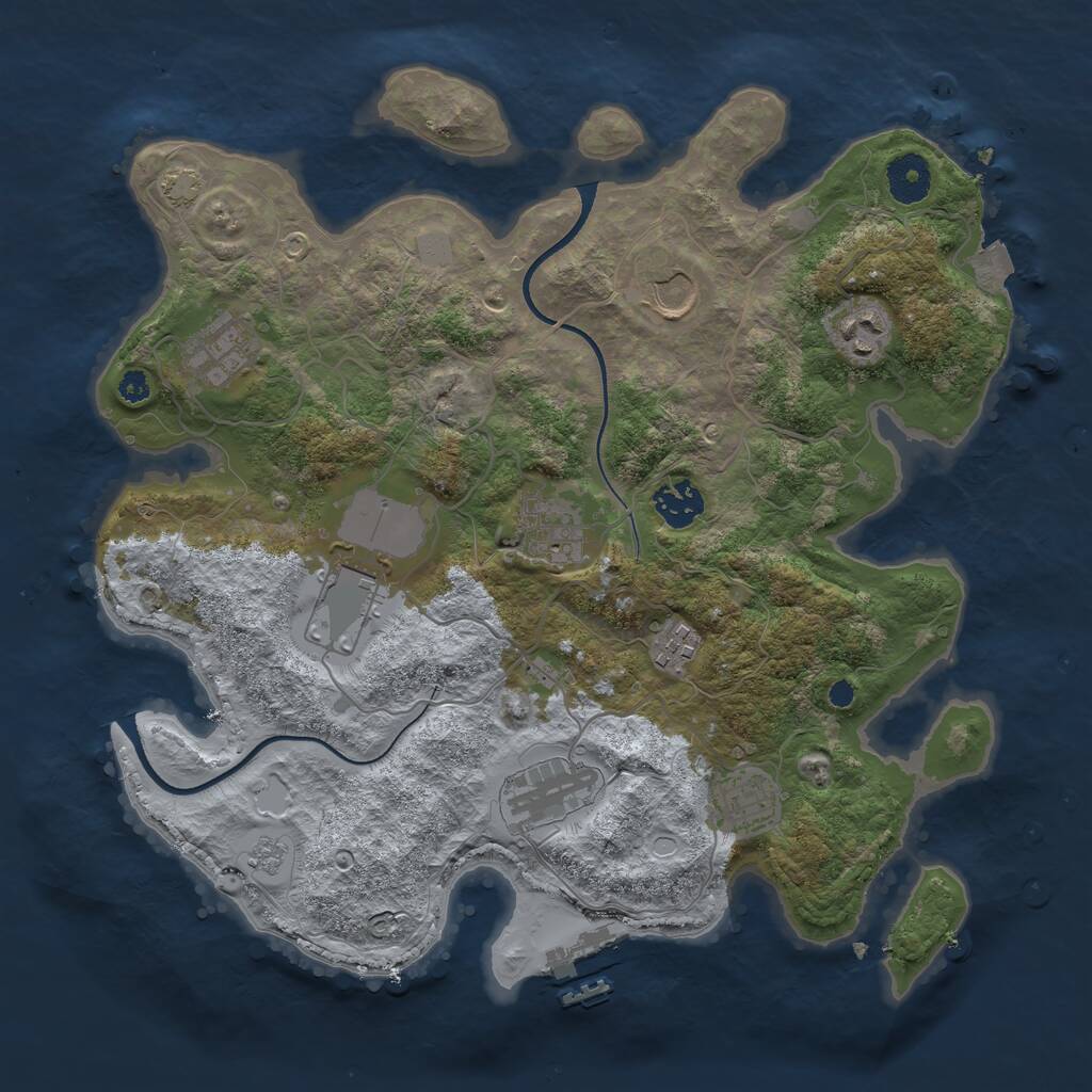 Rust Map: Procedural Map, Size: 3500, Seed: 8201289, 13 Monuments