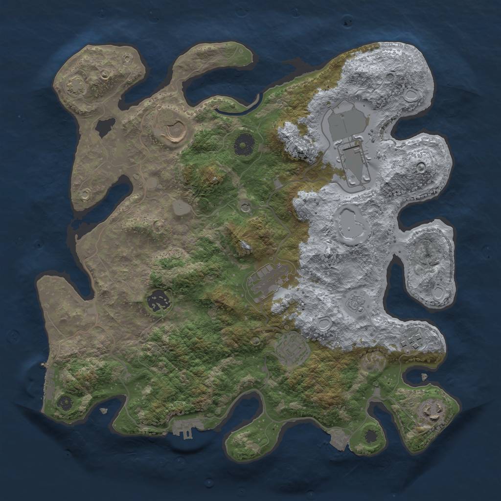 Rust Map: Procedural Map, Size: 3500, Seed: 5124, 15 Monuments