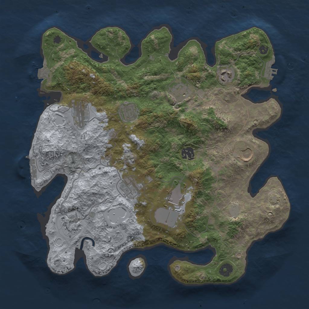 Rust Map: Procedural Map, Size: 3500, Seed: 697256743, 17 Monuments