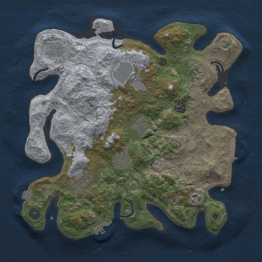 Rust Map: Procedural Map, Size: 3500, Seed: 239552564, 16 Monuments