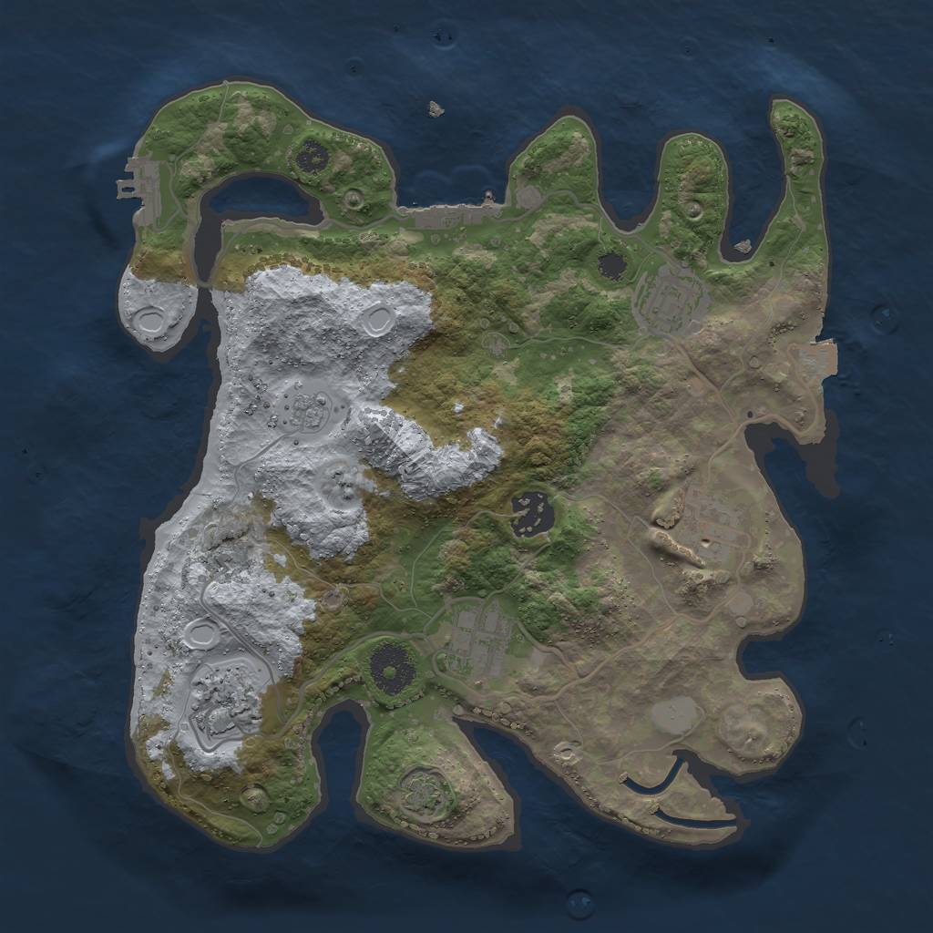 Rust Map: Procedural Map, Size: 3000, Seed: 12409, 12 Monuments